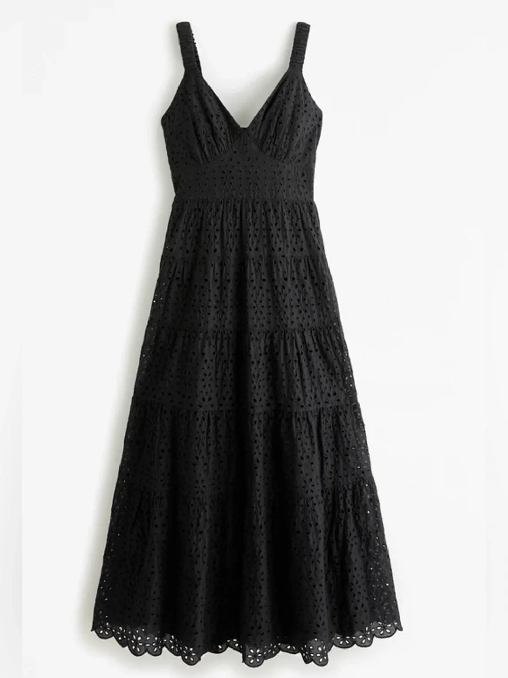 Abercrombie & Fitch Black Eyelet Tiered Maxi Dress